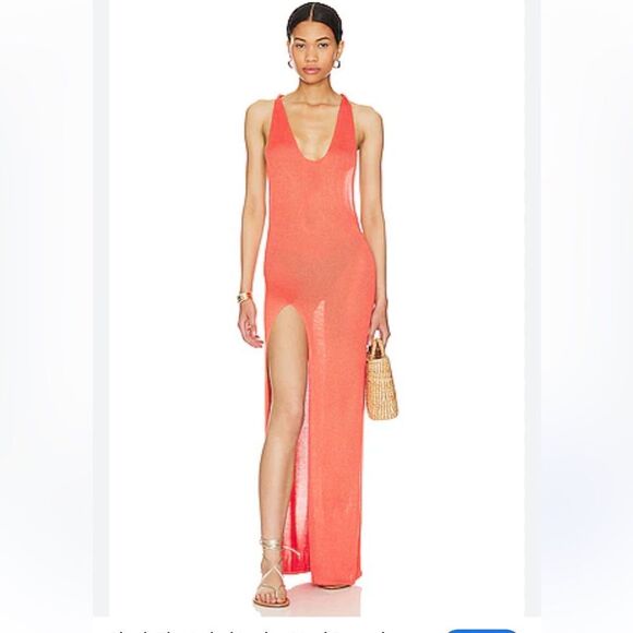 $225 Flok The Label Revolve Larisa Maxi Dress in Coral - Picture 1 of 6